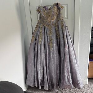 Elegant Lavender Gown with Gold Embroidery {quinceañera style}